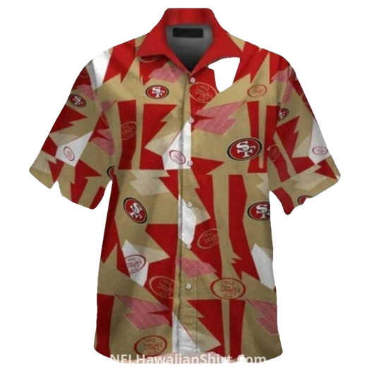 San Francisco 49ers Red And Gold Abstract Design Hawaiian Shirt - Moonbestprint