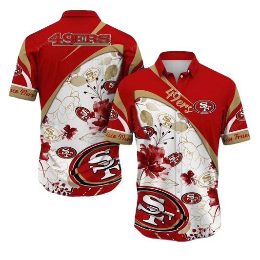 San Francisco 49ers Red And White Floral Lovely Hawaiian Shirt - Moonbestprint