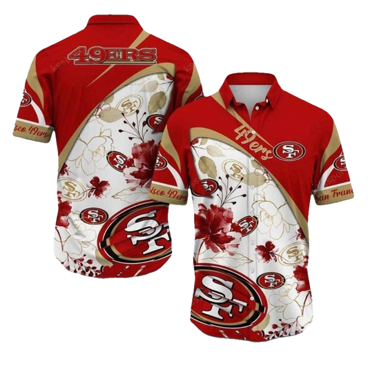 San Francisco 49ers Red And White Floral Lovely Hawaiian Shirt - Moonbestprint