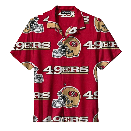 San Francisco 49ers Oversized Helmet Classic Look Hawaiian Shirt - Moonbestprint