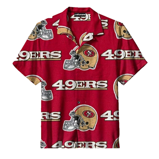 San Francisco 49ers Oversized Helmet Classic Look Hawaiian Shirt - Moonbestprint