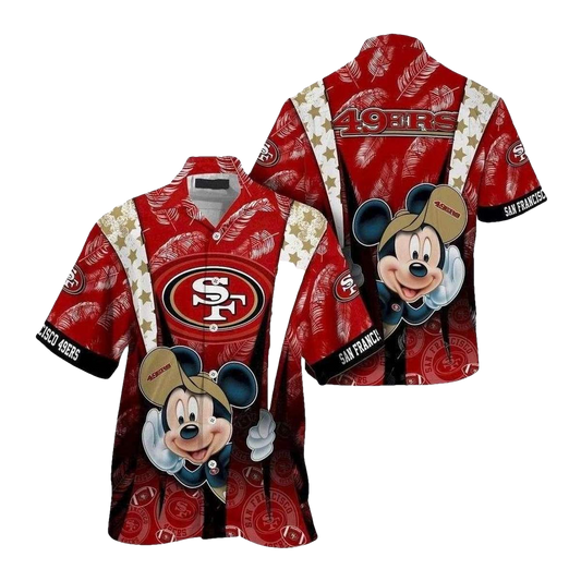 San Francisco 49ers Mickey Tropical Touchdown Hawaiian Shirt - Moonbestprint
