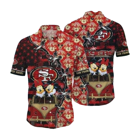 San Francisco 49ers Mickey And Minnie's Island Escapade Hawaiian Shirt - Moonbestprint