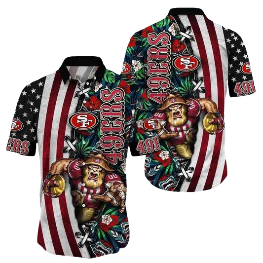 San Francisco 49ers Mascot Summer Floral Hawaiian Shirt - Moonbestprint