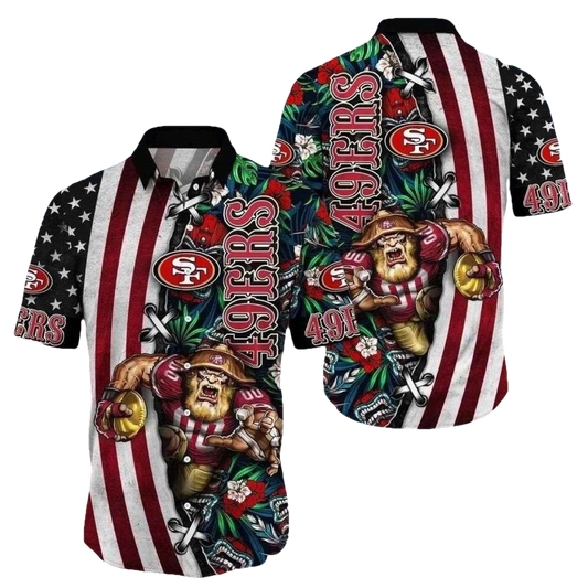San Francisco 49ers Mascot Summer Floral Hawaiian Shirt - Moonbestprint