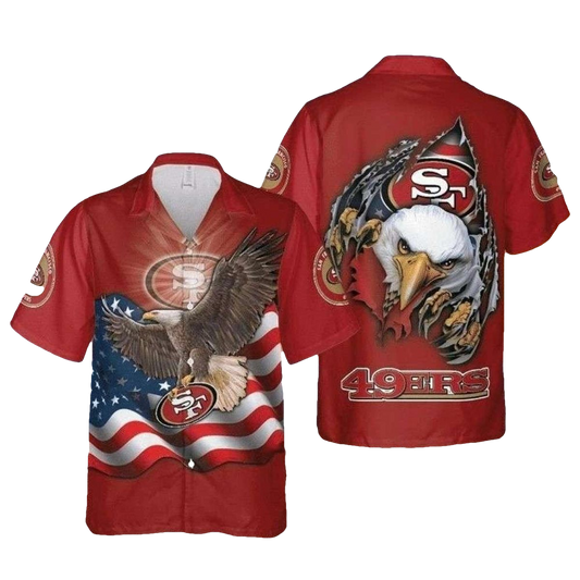 San Francisco 49ers Majestic Eagle Americana Hawaiian Shirt - Moonbestprint