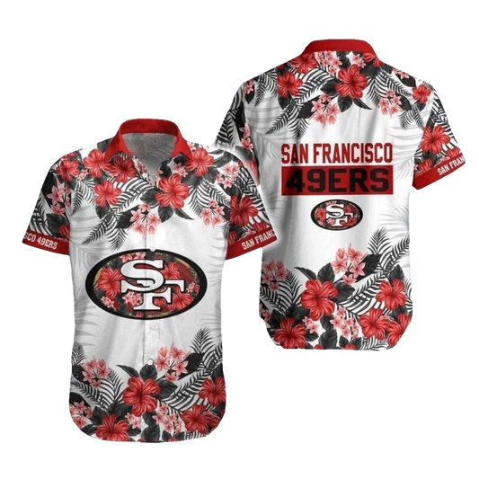 San Francisco 49ers Island Vibes And Football Emblem Hawaiian Shirt - Moonbestprint