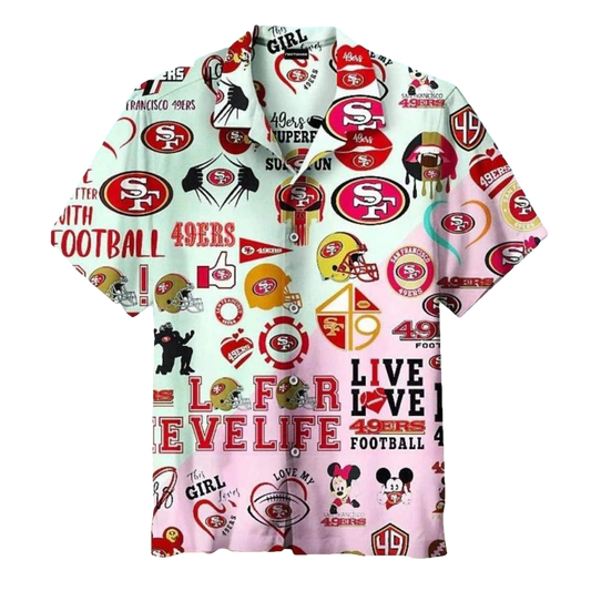 San Francisco 49ers Logo Collage For Fans Hawaiian Shirt - Moonbestprint