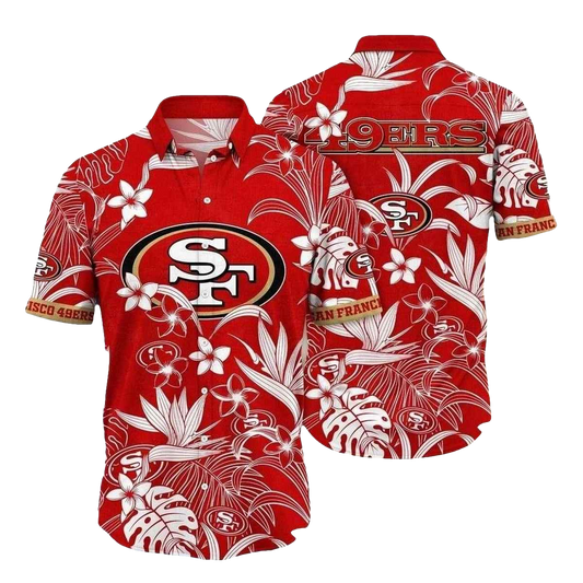 San Francisco 49ers In My Heart Tropical Red Hawaiian Shirt - Moonbestprint