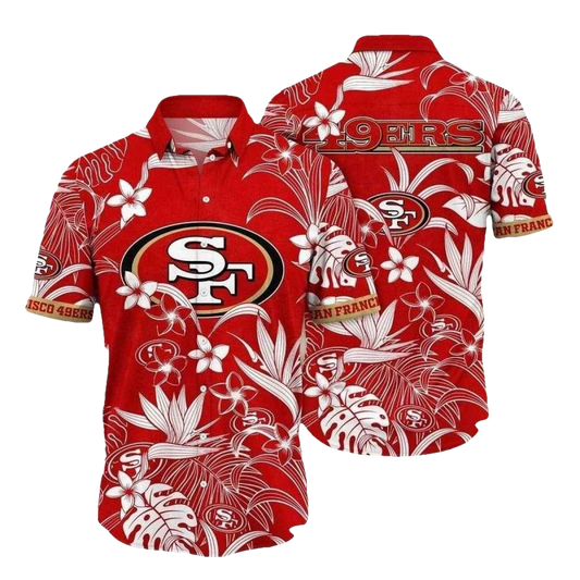 San Francisco 49ers In My Heart Tropical Red Hawaiian Shirt - Moonbestprint