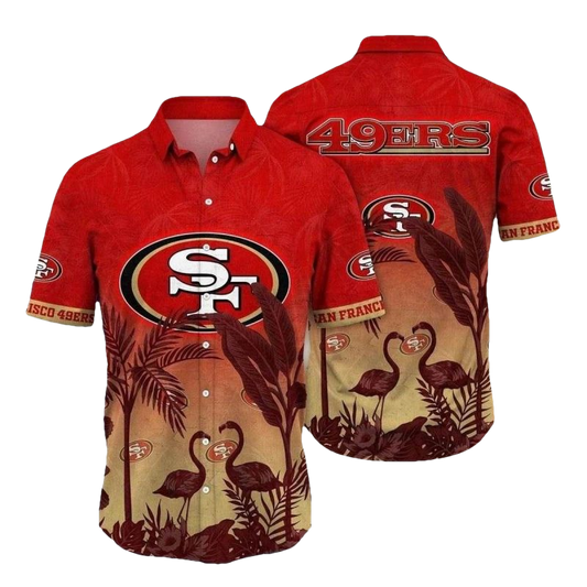 San Francisco 49ers Flamingo And Flower Tropical Hawaiian Shirt - Moonbestprint
