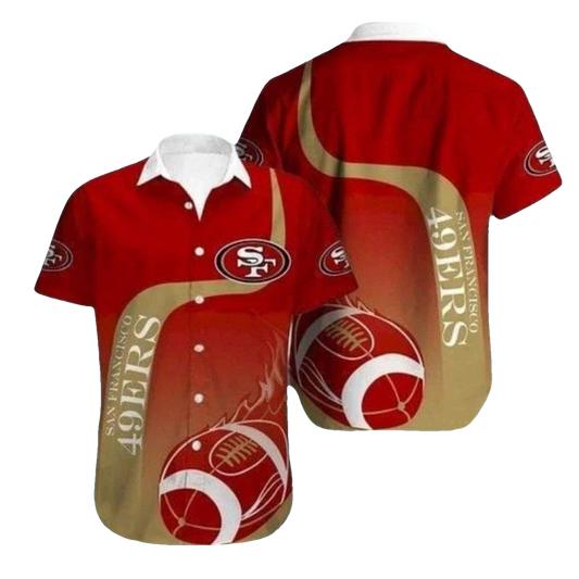San Francisco 49ers Football Flame Gradient Hawaiian Shirt - Moonbestprint