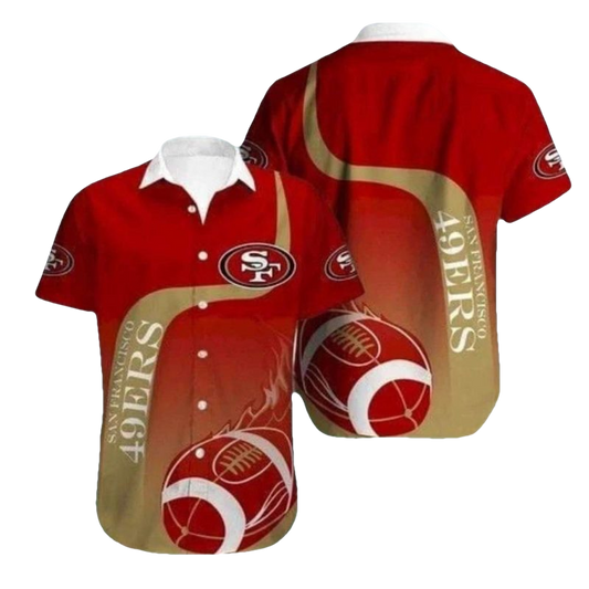San Francisco 49ers Football Flame Gradient Hawaiian Shirt - Moonbestprint