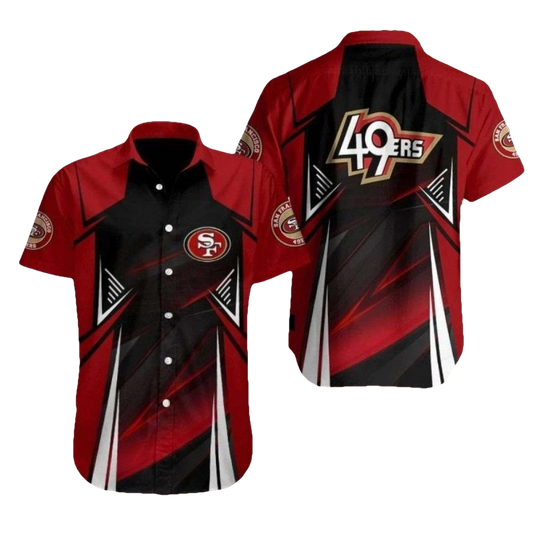 San Francisco 49ers Dynamic Play Red Black Hawaiian Shirt - Moonbestprint