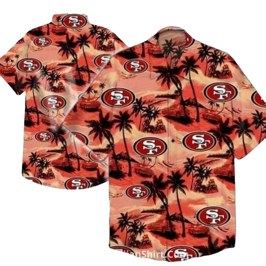 San Francisco 49ers Coconut Island Sunset Hawaiian Shirt - Moonbestprint