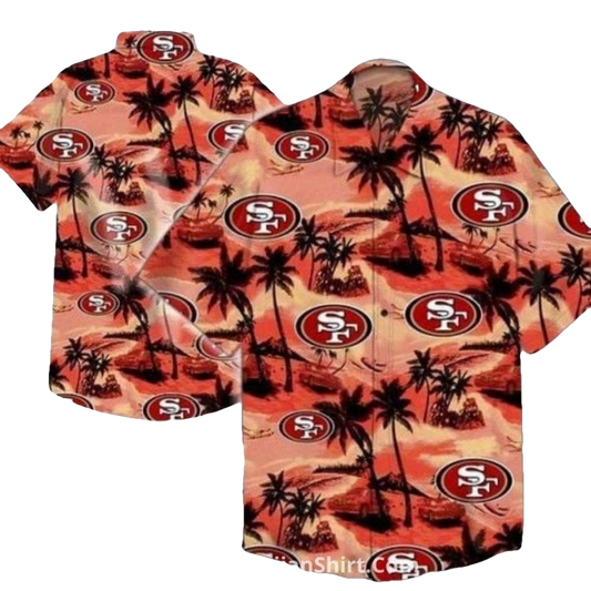 San Francisco 49ers Coconut Island Sunset Hawaiian Shirt - Moonbestprint
