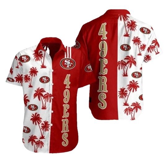 San Francisco 49ers Coconut Island Red And White Hawaiian Shirt - Moonbestprint