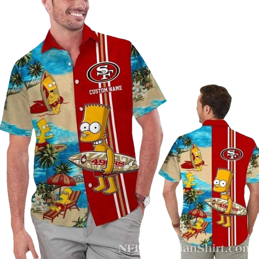 San Francisco 49ers Bart Simpson Beach Surfing Hawaiian Shirt - Moonbestprint