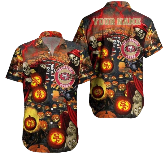 Personalized Spooky 49ers Halloween Night Hawaiian Shirt - Moonbestprint