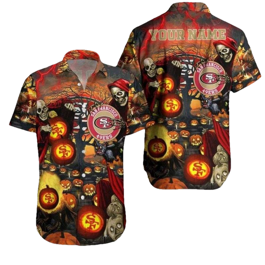 Personalized Spooky 49ers Halloween Night Hawaiian Shirt - Moonbestprint
