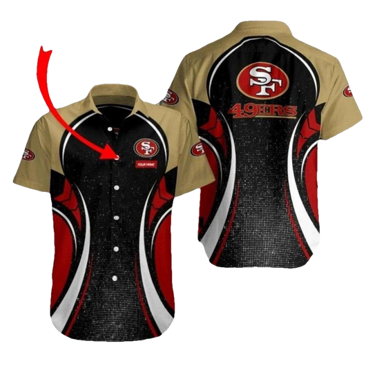 Personalized San Francisco 49ers Performance Halftone Design Hawaiian Shirt - Moonbestprint