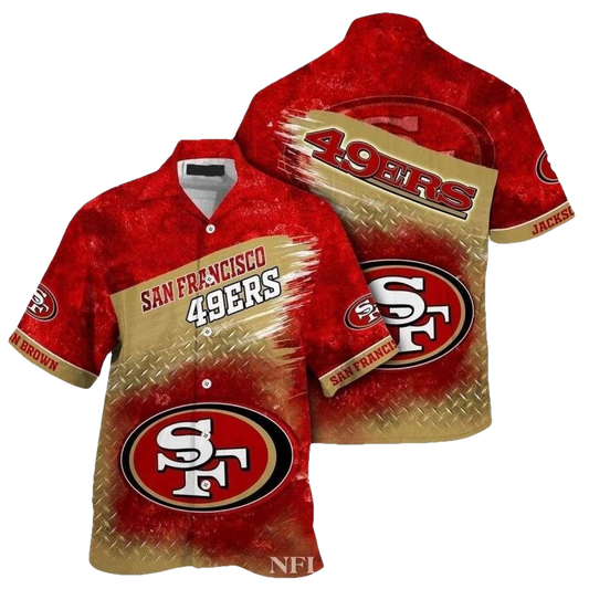 Personalized San Francisco 49ers Metal Pattern Hawaiian Shirt - Moonbestprint