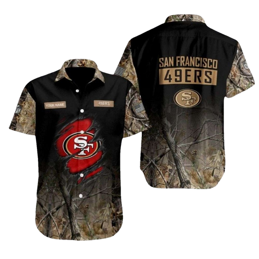 Personalized San Francisco 49ers Camo Hunt Hawaiian Shirt - Moonbestprint