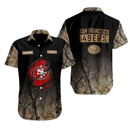 Personalized San Francisco 49ers Camo Hunt Hawaiian Shirt - Moonbestprint