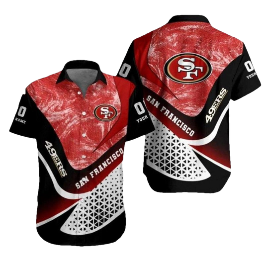 Personalized San Francisco 49ers Abstract Geometric Rush Hawaiian Shirt - Moonbestprint