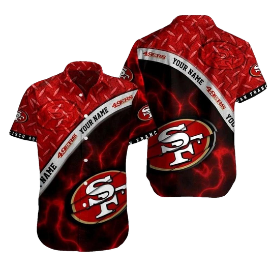 Personalized Fiery Red 49ers Fanfare Hawaiian Shirt - Moonbestprint