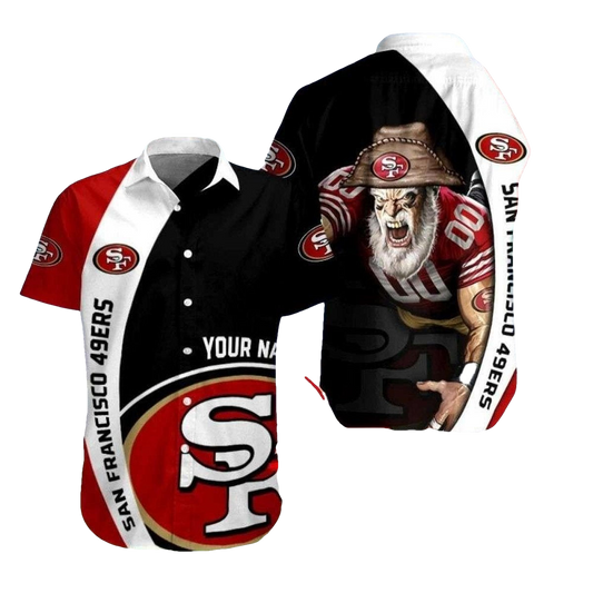 Personalized 49ers Mascot Pride Color Split Hawaiian Shirt - Moonbestprint