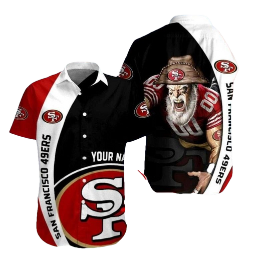 Personalized 49ers Mascot Pride Color Split Hawaiian Shirt - Moonbestprint