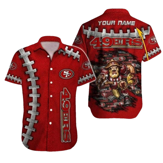 Personalized 49ers Logo And Mascot Red Hawaiian Shirt - Moonbestprint