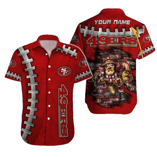 Personalized 49ers Logo And Mascot Red Hawaiian Shirt - Moonbestprint