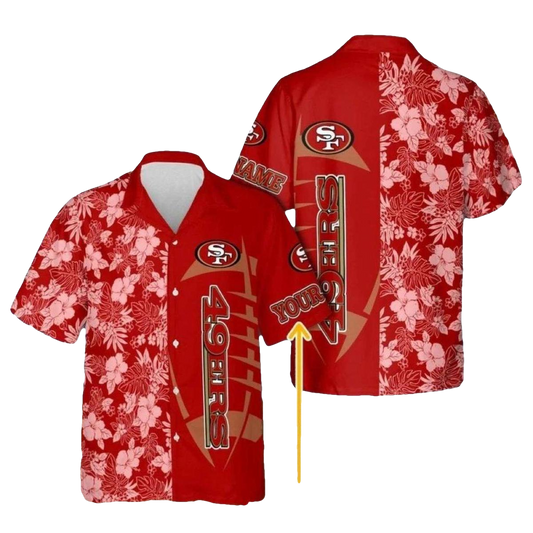 Personalized 49ers Logo And Floral Team Design Hawaiian Shirt - Moonbestprint
