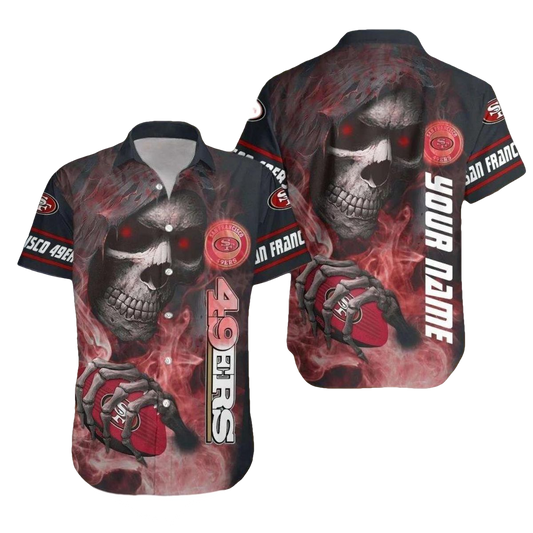 Personalized 49ers Dead Skull Hawaiian Shirt - Moonbestprint