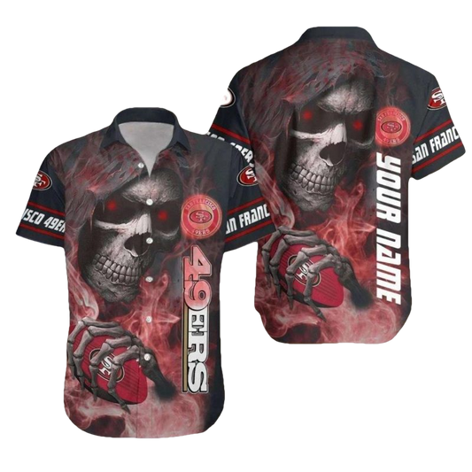 Personalized 49ers Dead Skull Hawaiian Shirt - Moonbestprint