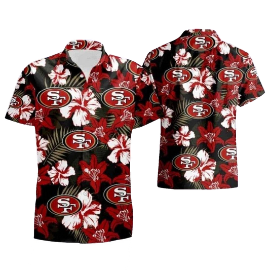 Nighttime Floral San Francisco 49ers Hawaiian Shirt - Moonbestprint