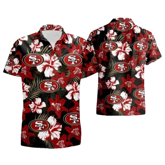 Nighttime Floral San Francisco 49ers Hawaiian Shirt - Moonbestprint