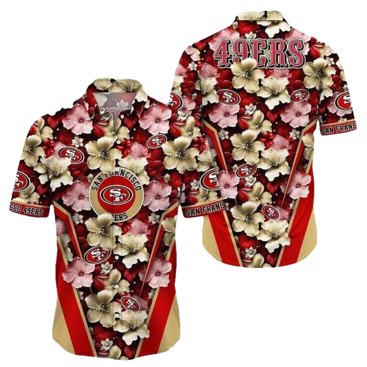 Golden Gate Floral Touchdown San Francisco 49ers Hawaiian Shirt - Moonbestprint