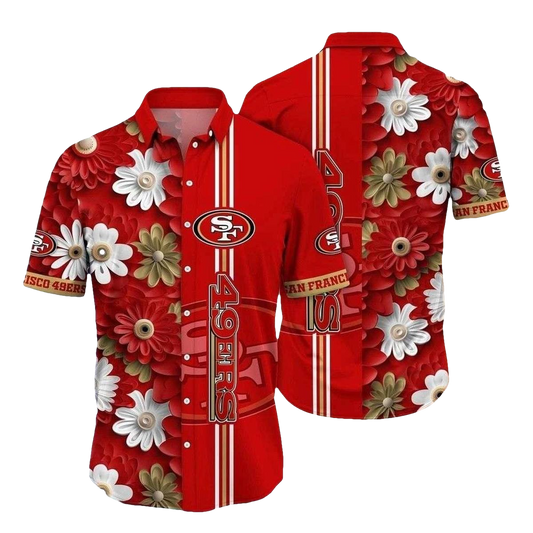 Gameday Flora Red Zone San Francisco 49ers Hawaiian Shirt - Moonbestprint