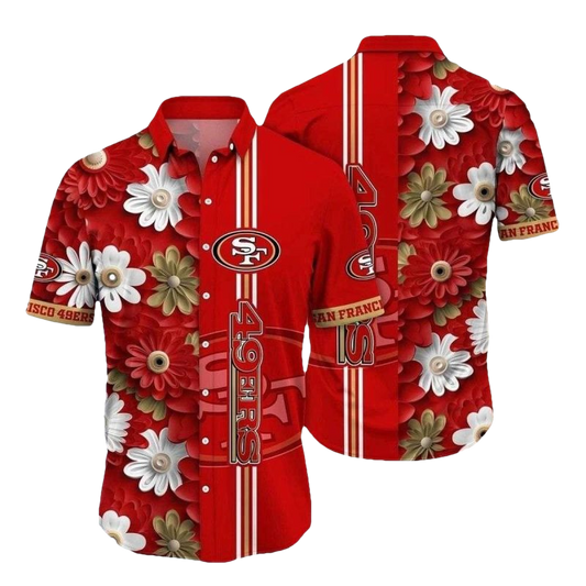 Gameday Flora Red Zone San Francisco 49ers Hawaiian Shirt - Moonbestprint