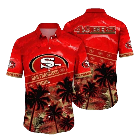 Fiery Red Palms San Francisco 49ers Red Hawaiian Shirt - Moonbestprint
