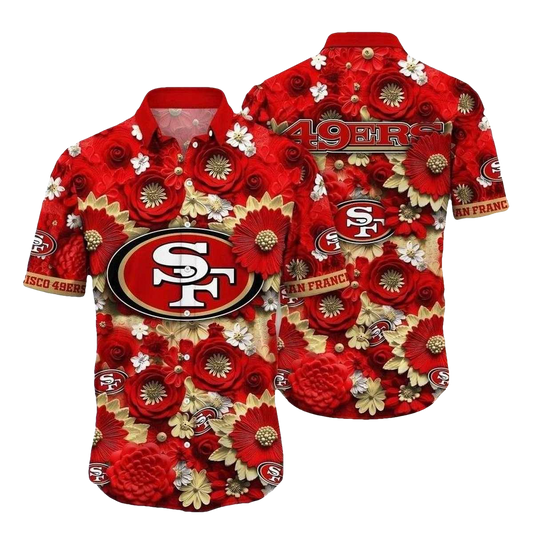 Faithful Blossoms San Francisco 49ers Hawaiian Shirt - Moonbestprint