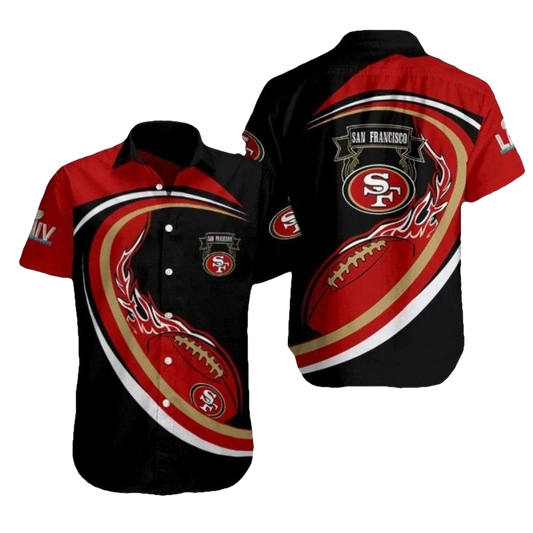 Fiery Flight San Francisco 49ers Black And Red Hawaiian Shirt - Moonbestprint