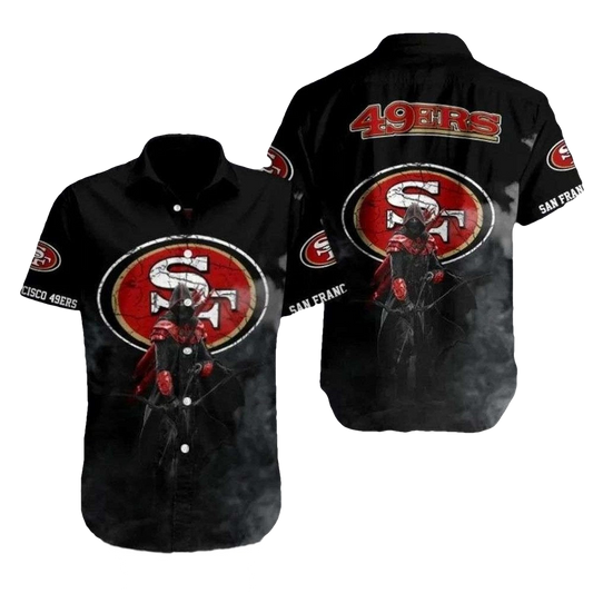 Dark Knight 49ers Gothic Guardian Hawaiian Shirt - Moonbestprint