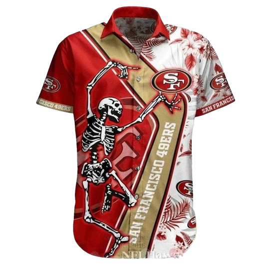 Dabbing Skeleton San Francisco 49ers Hawaiian Shirt - Moonbestprint