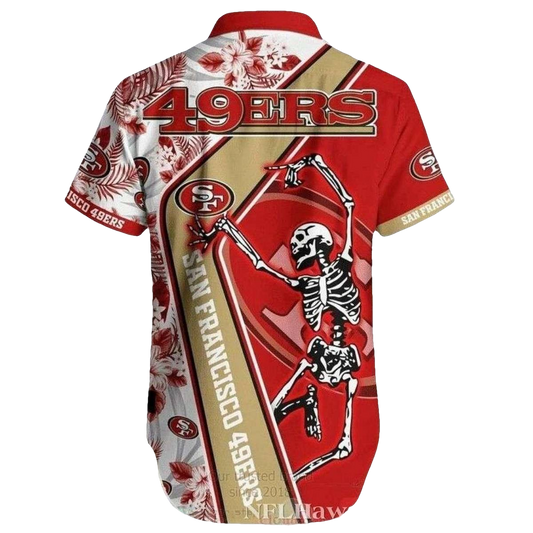 Dabbing Skeleton San Francisco 49ers Hawaiian Shirt - Moonbestprint