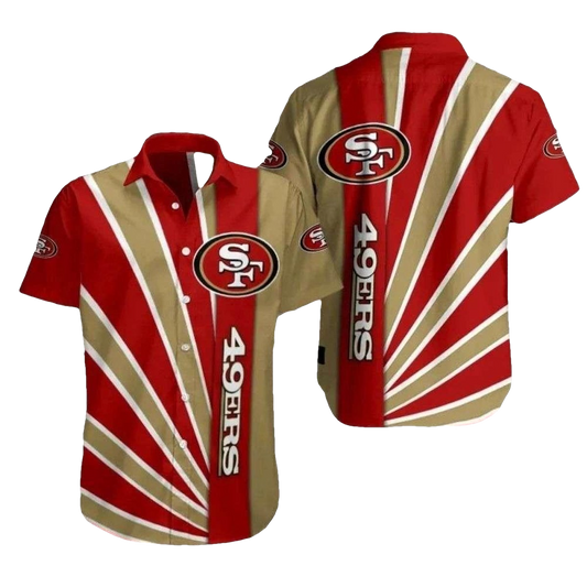 Classic Stripe 49ers Gold Rush Design Hawaiian Shirt - Moonbestprint