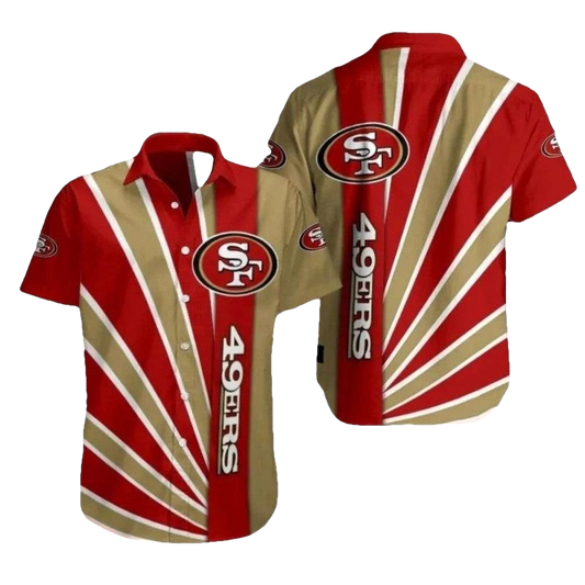 Classic Stripe 49ers Gold Rush Design Hawaiian Shirt - Moonbestprint